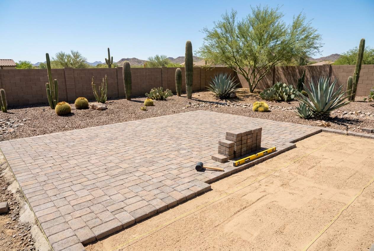 Travertine pavers & hardscape in Goodyear, AZ