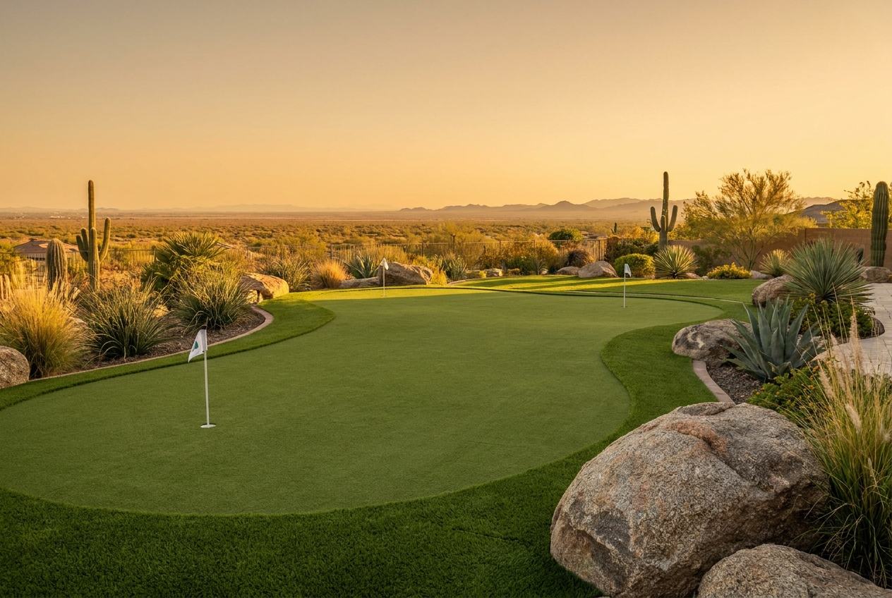 Backyard putting green in Goodyear, AZ